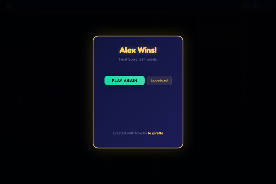 The Flip 7 winner screen showing Alex winning with a final score of 214 points